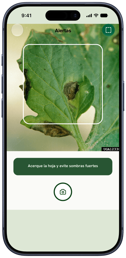 Pantalla AgroTech: Captura guiada