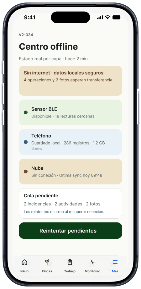 Pantalla AgroTech: Trabajo sin señal